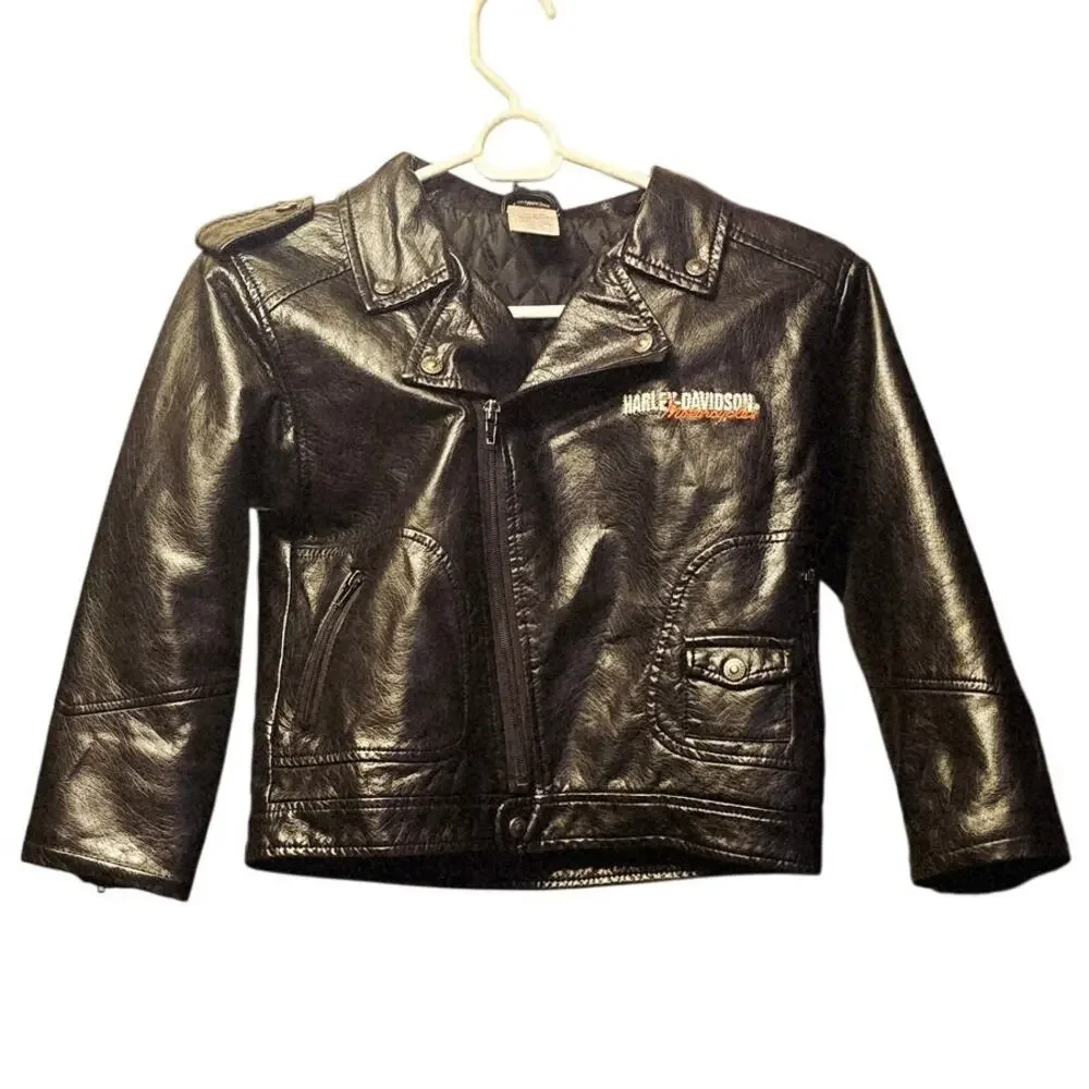 Harley Davidson boys upwing eagle biker moto jacket pleather size 6